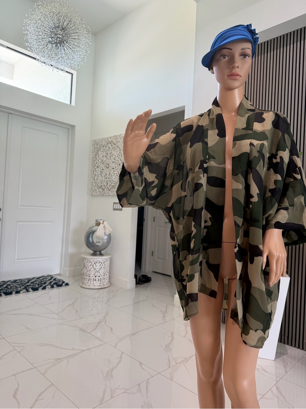 Camouflage Sheer Chiffon Kimono